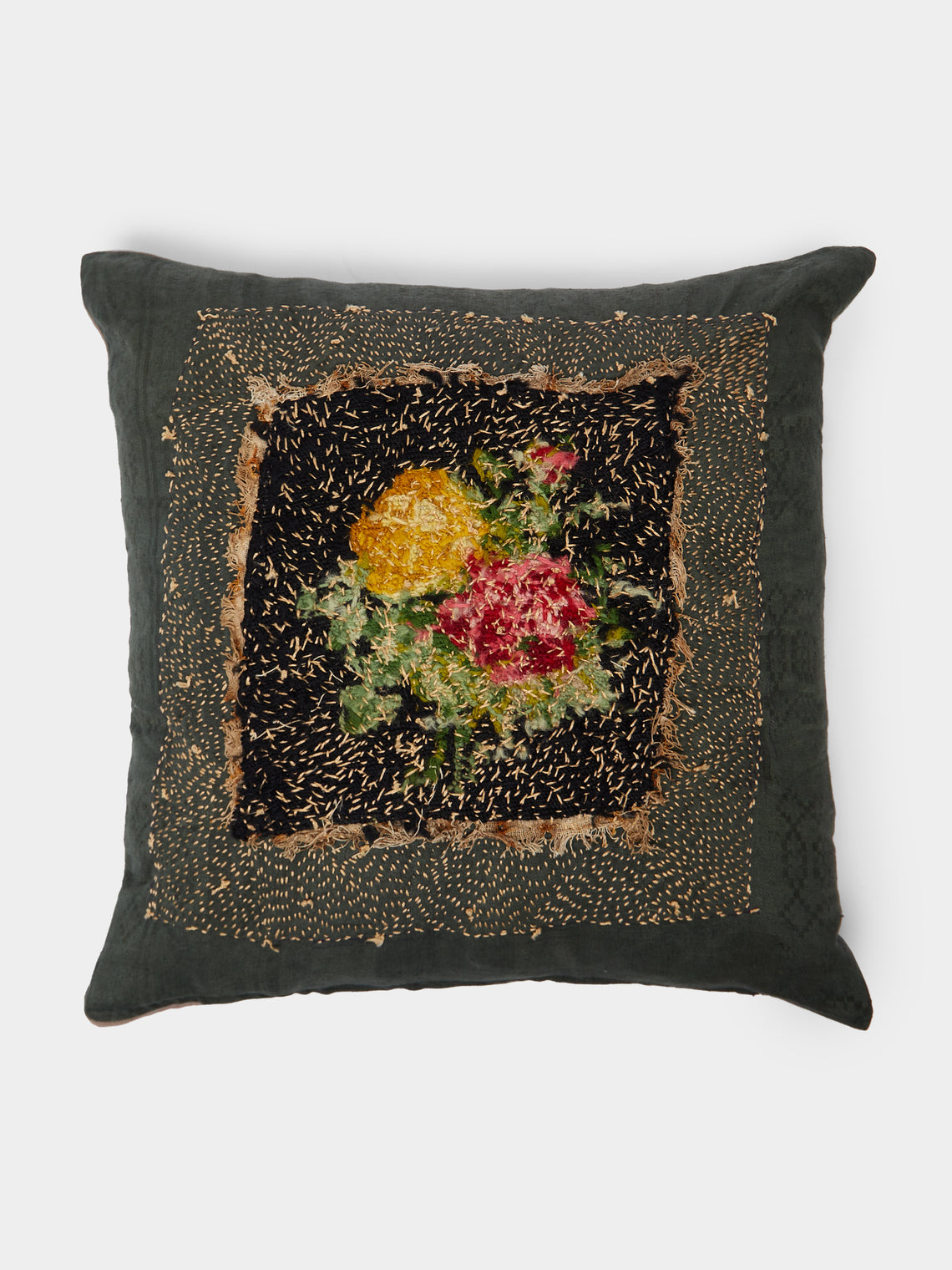 By Walid - 19th-Century Needlepoint Wool Cushion -  - ABASK - 