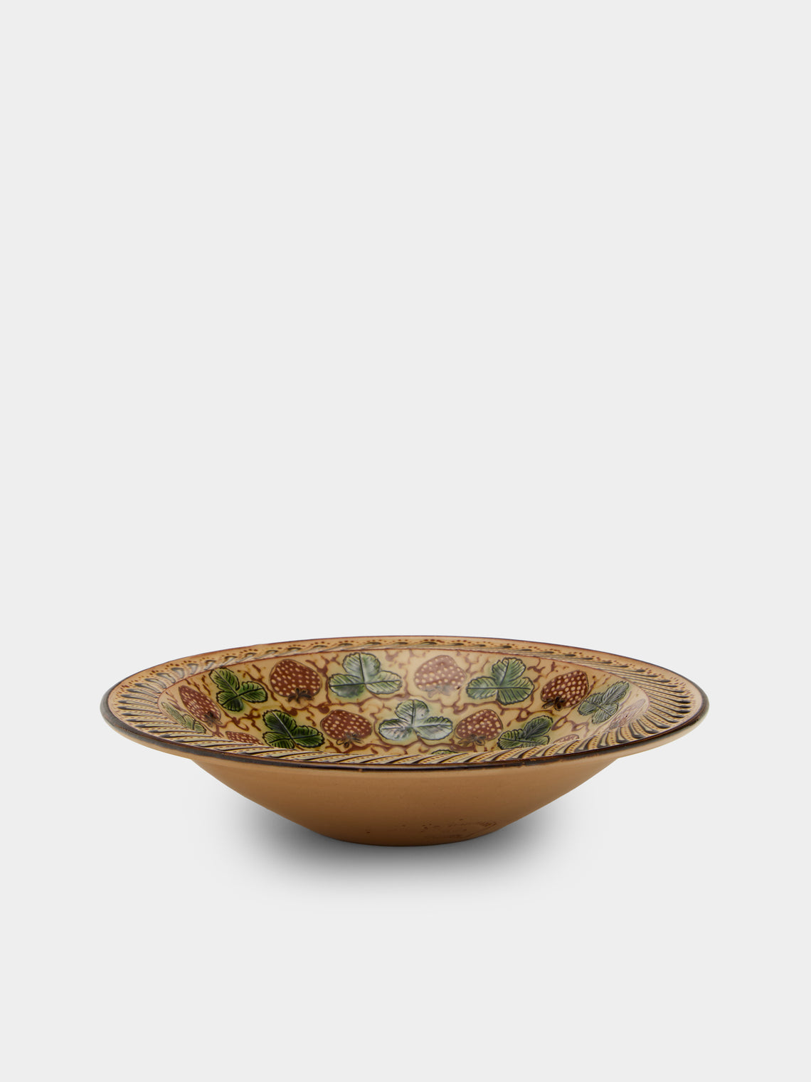Poterie d’Évires - Strawberries Hand-Painted Ceramic Serving Bowl - Cream - ABASK - 