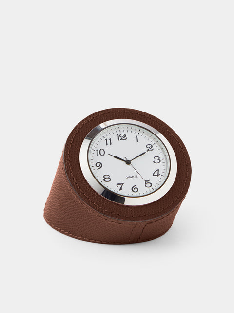 Giobagnara - Leather Desk Clock - Brown - ABASK - 