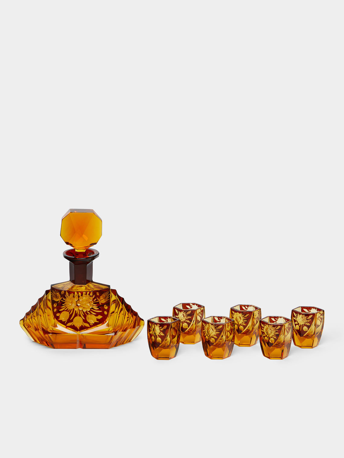 Antique and Vintage - 1930s Czech Crystal Decanter with Glasses (Set of 7) -  - ABASK - 