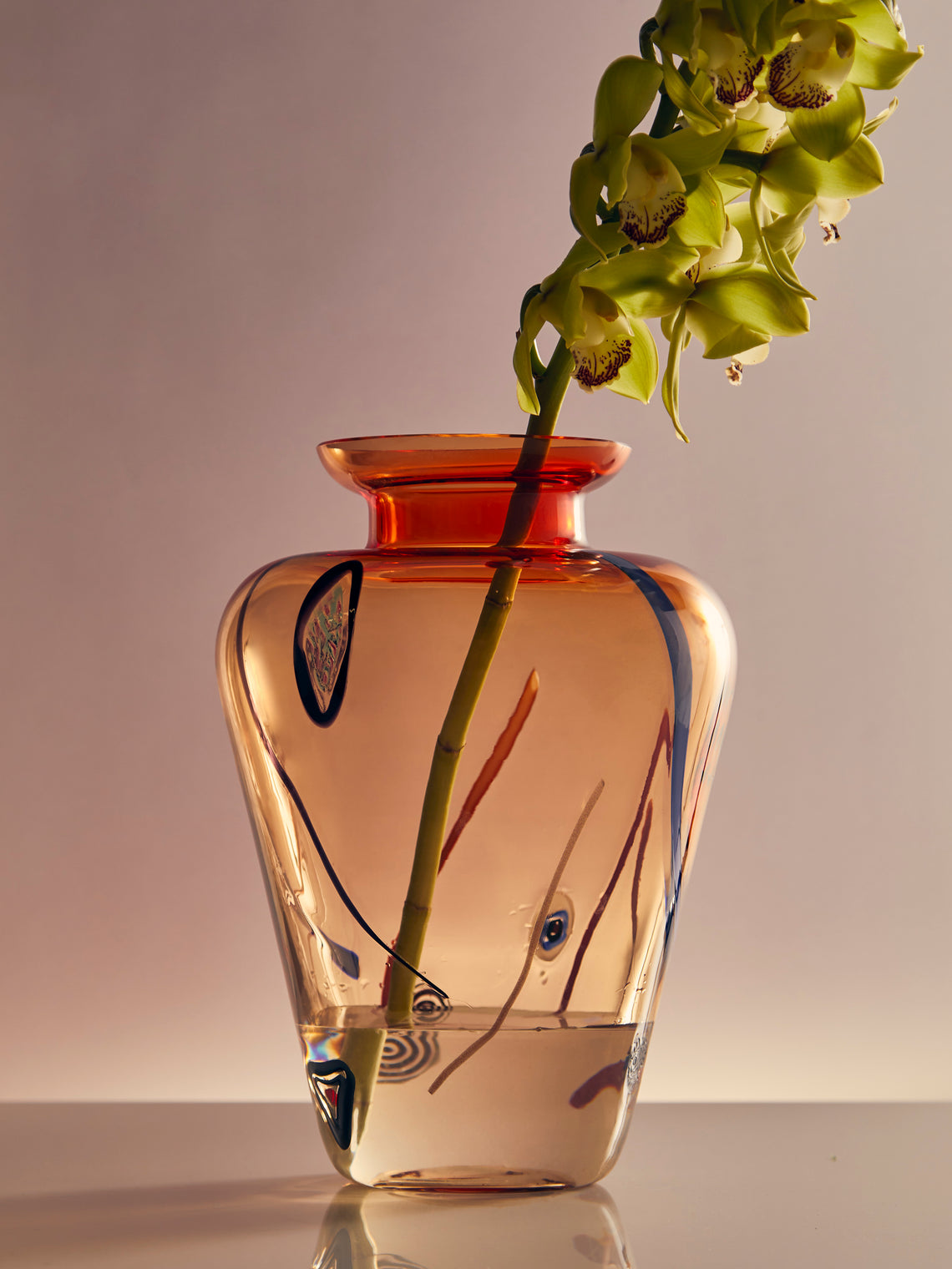 Antique and Vintage - 1970s Vittori Murano Glass Vase - Orange - ABASK