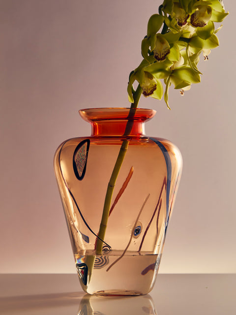 Antique and Vintage - 1970s Vittori Murano Glass Vase - Orange - ABASK