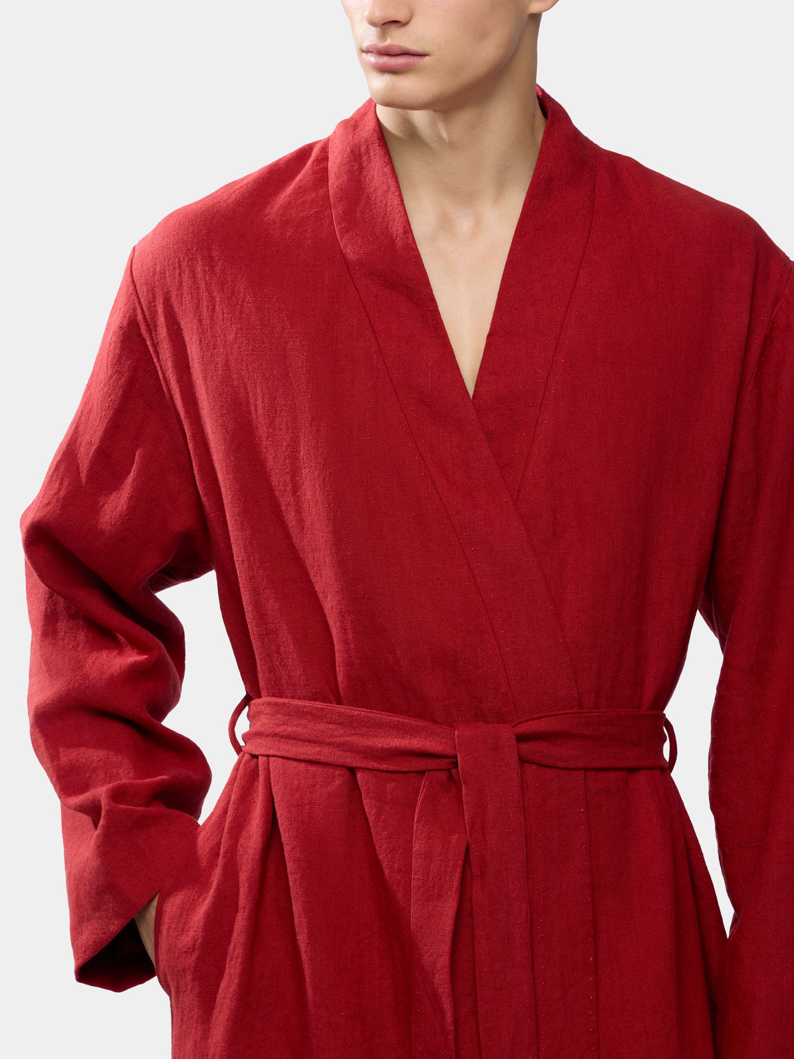 Men's Dots and Lines Hand-Stitched Silk Robe | Size: M