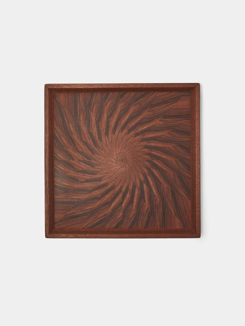 Mori Kougei - Poke Morado Wood Square Tray (10.5in/26.5cm) - Brown - ABASK - 