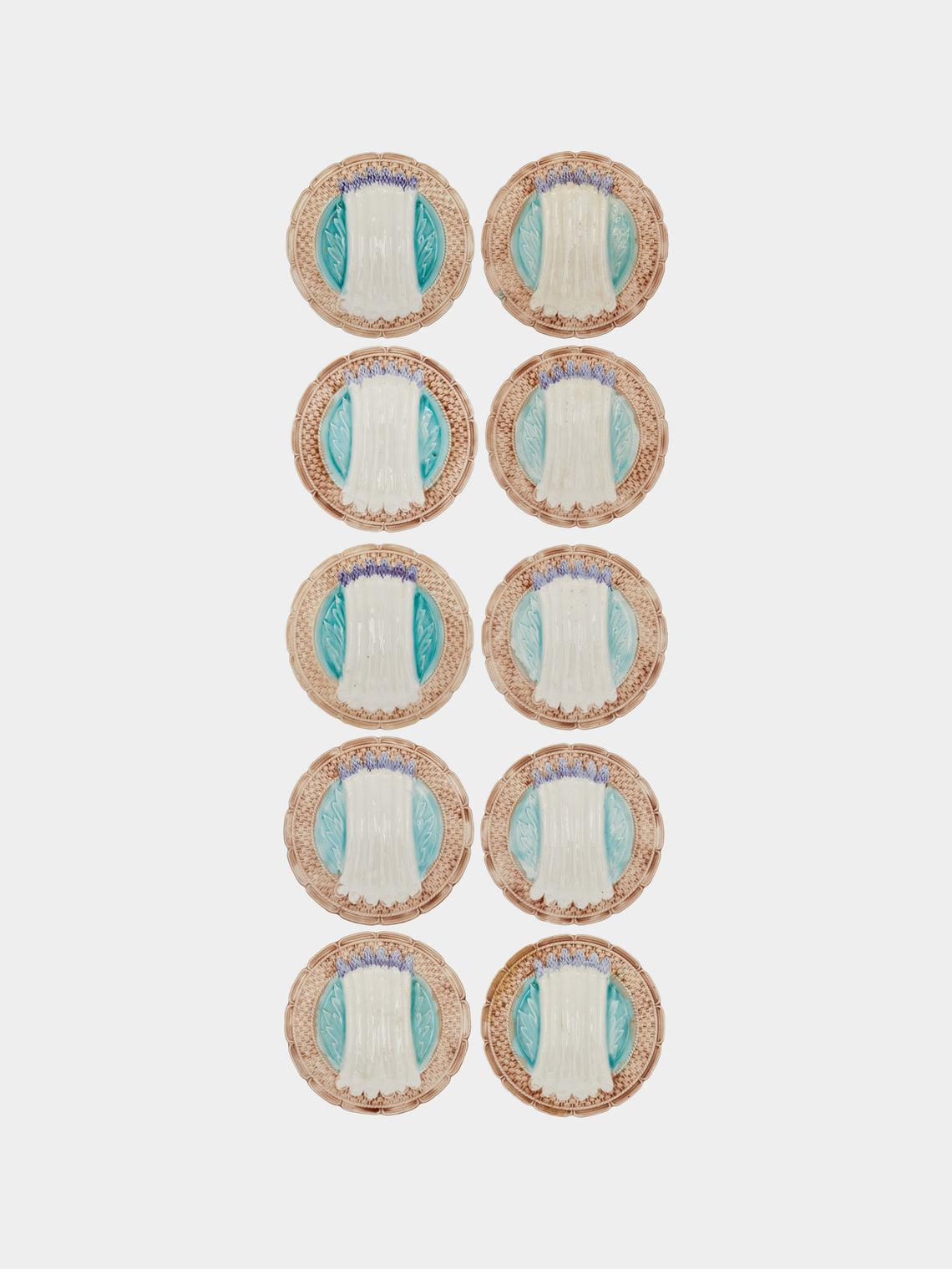 Antique and Vintage - 1950s Ceramic Asparagus Plates (Set of 10) -  - ABASK