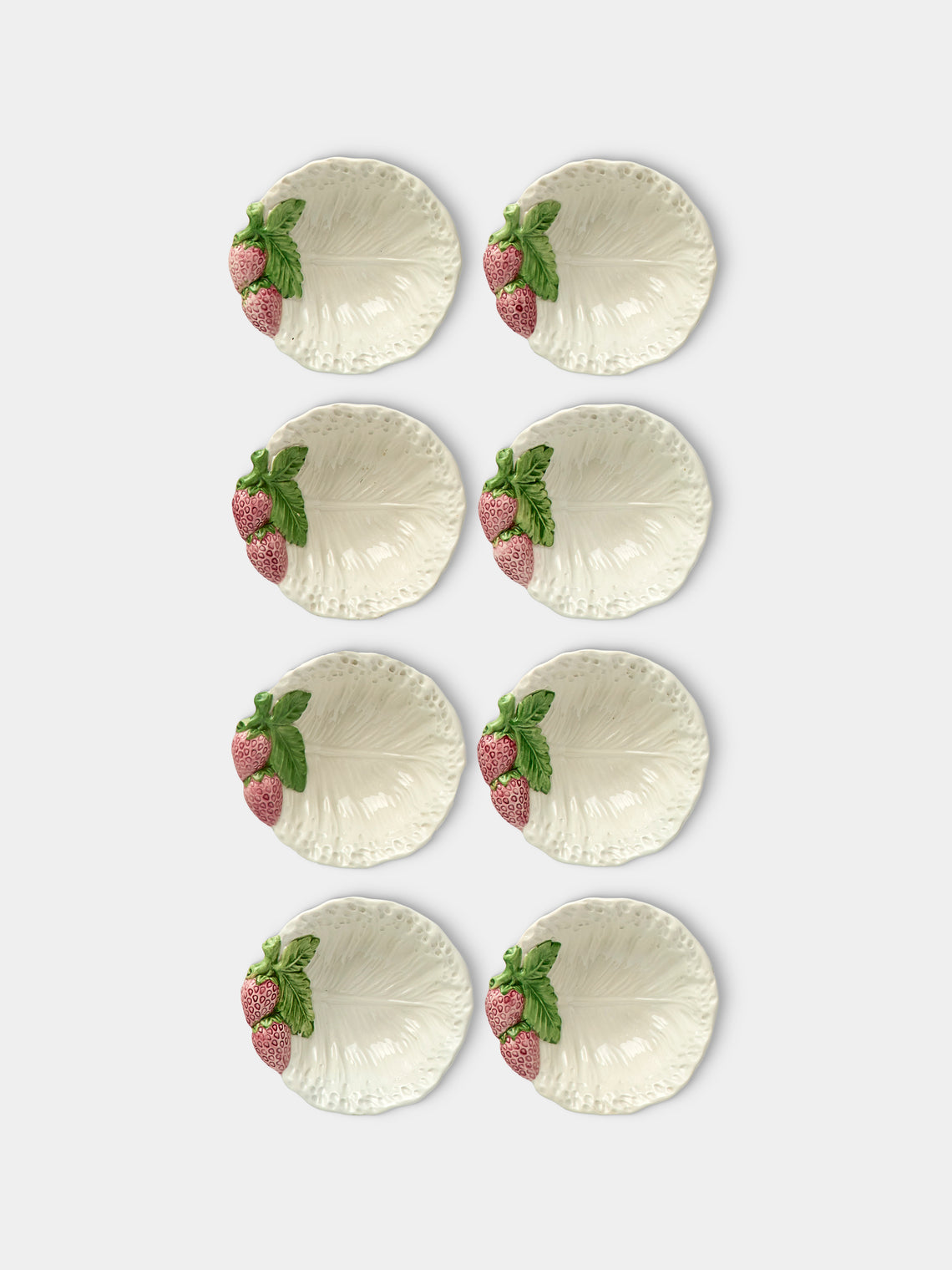 Antique and Vintage - Mid-Century Strawberries Ceramic Bowls (Set of 8) - White - ABASK