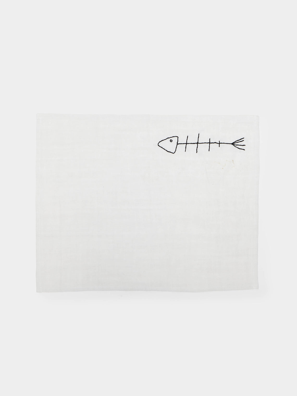 Oeuvres Sensibles - Fish Hand-Embroidered Linen Napkins (Set of 4) -  - ABASK