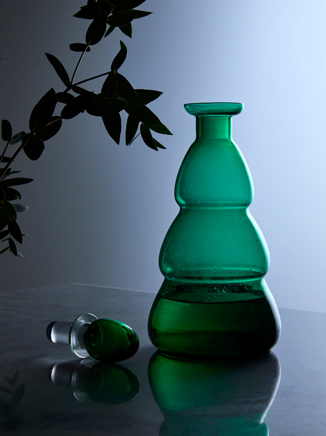 Antique and Vintage - 1960s NasonMoretti Murano Glass Bottle - Green - ABASK
