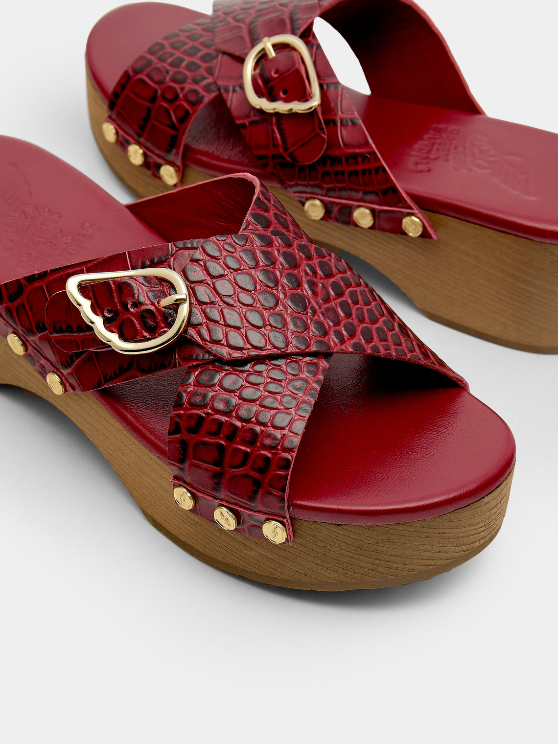 Ancient Greek Sandals - Marilisa Leather Clogs | Size: 37 - Burgundy - ABASK
