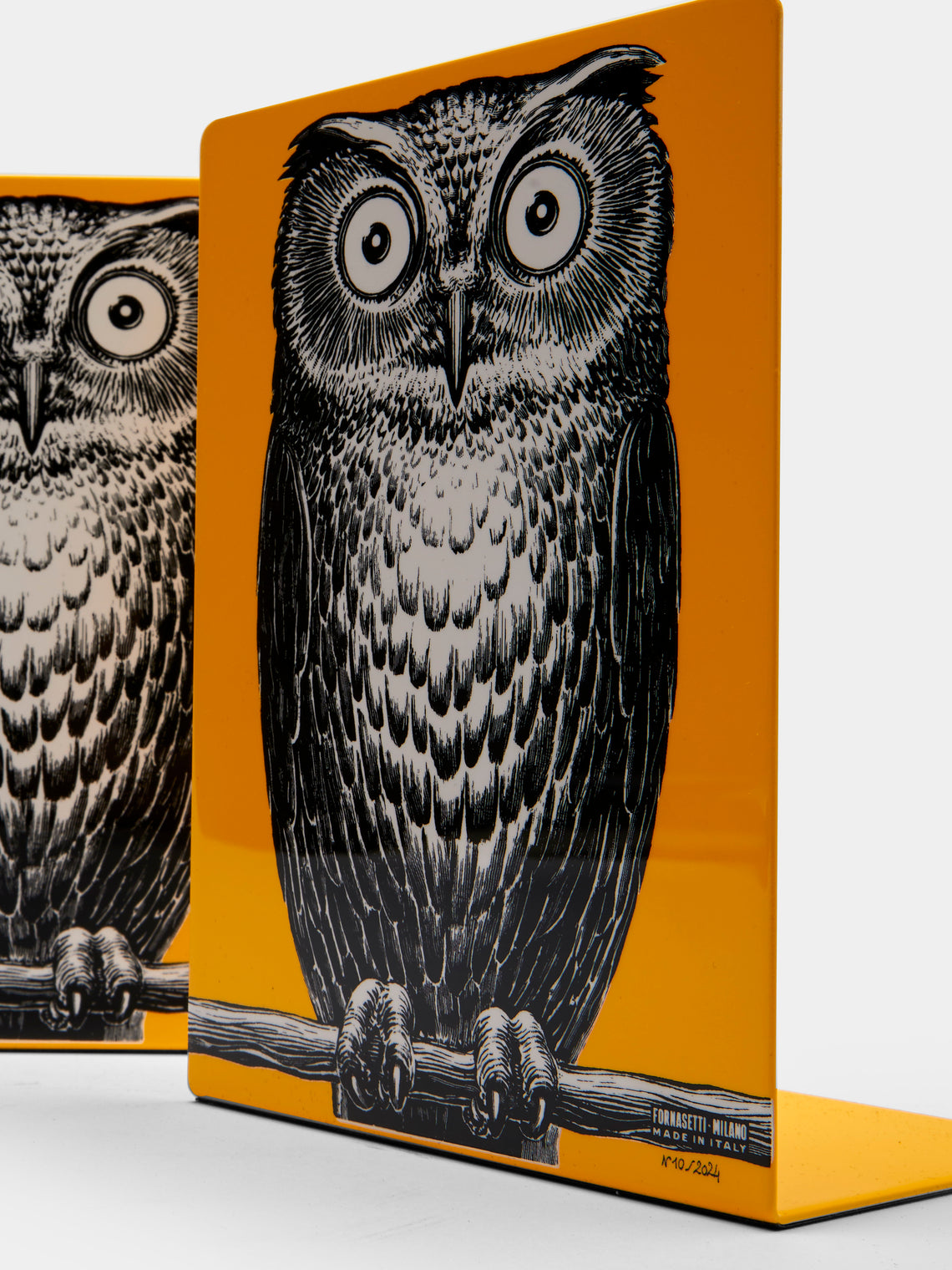 Fornasetti - Civetta Hand-Painted Iron Bookends - Yellow - ABASK