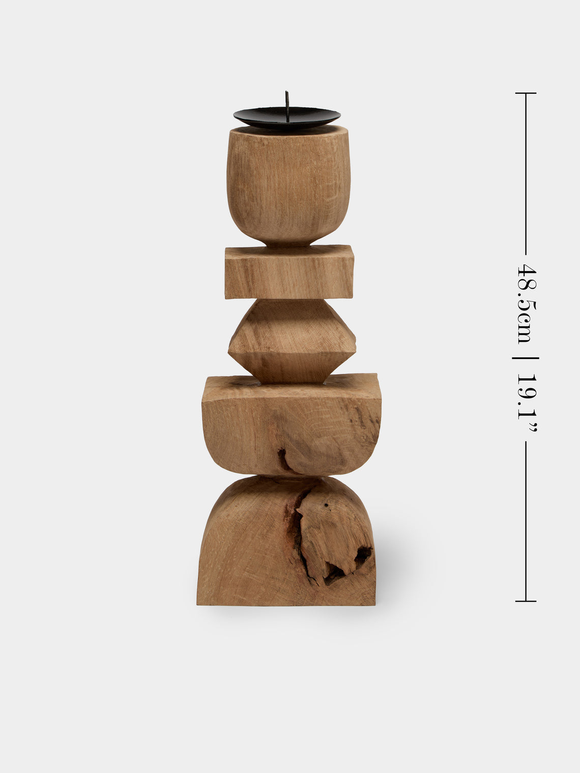 Jamie Gaunt Designs - Totem Hand-Carved Wood Candle Holder - Light Brown - ABASK