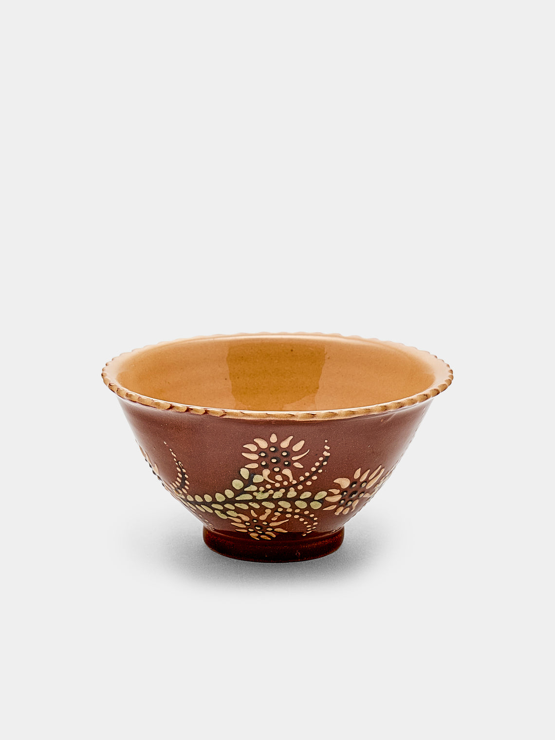 Poterie d’Évires - Flowers Hand-Painted Ceramic Small Fluted Bowls (Set of 8) - Light brown - ABASK
