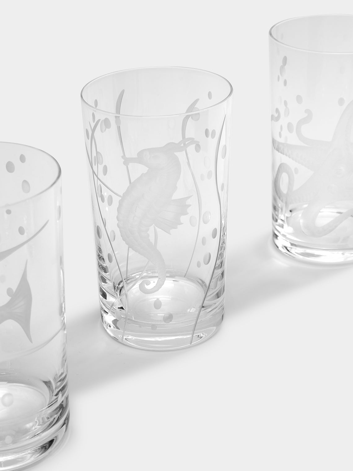 Artel - Sea Life Hand-Engraved Crystal Tall Tumblers (Set of 6) -  - ABASK