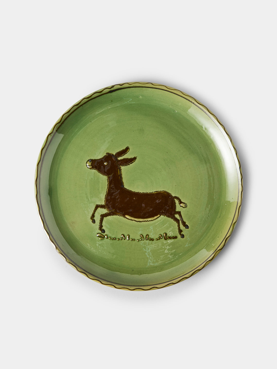 Poterie d’Évires - Animals Hand-Painted Ceramic Dinner Plates – 9.5in/24cm (Set of 4) - Green - ABASK