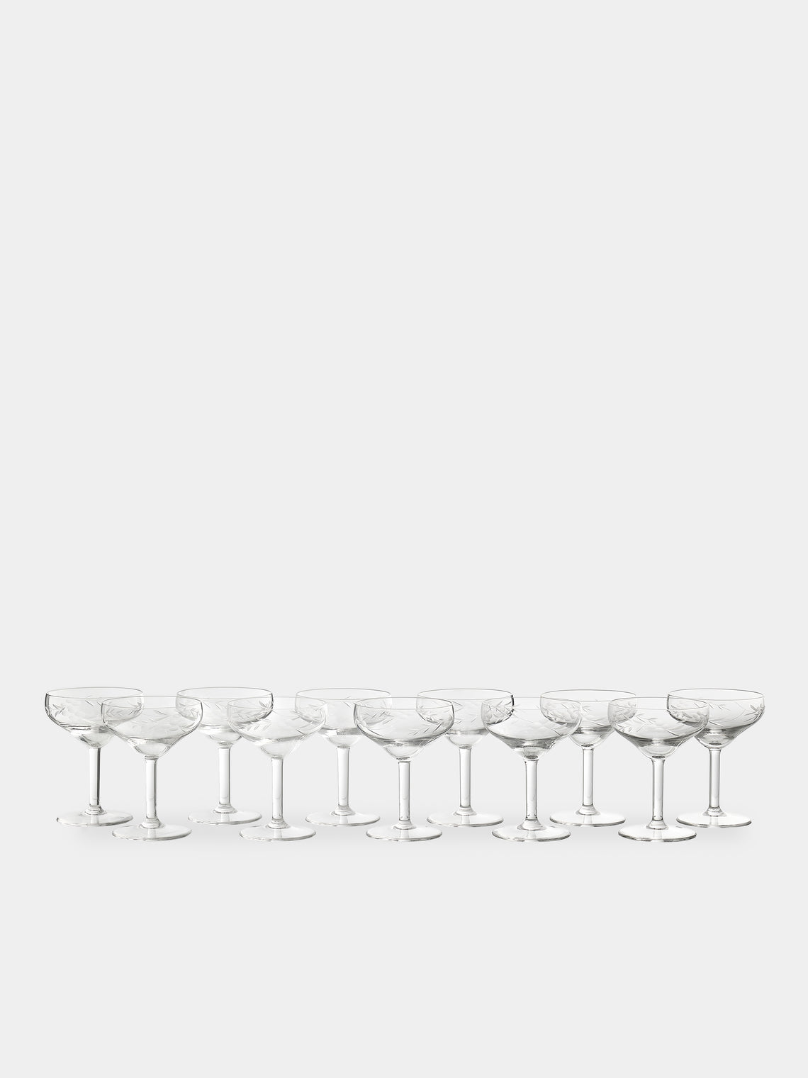 Antique and Vintage - 1940s Crystal Champagne Coupes (Set of 12) - Clear - ABASK - 