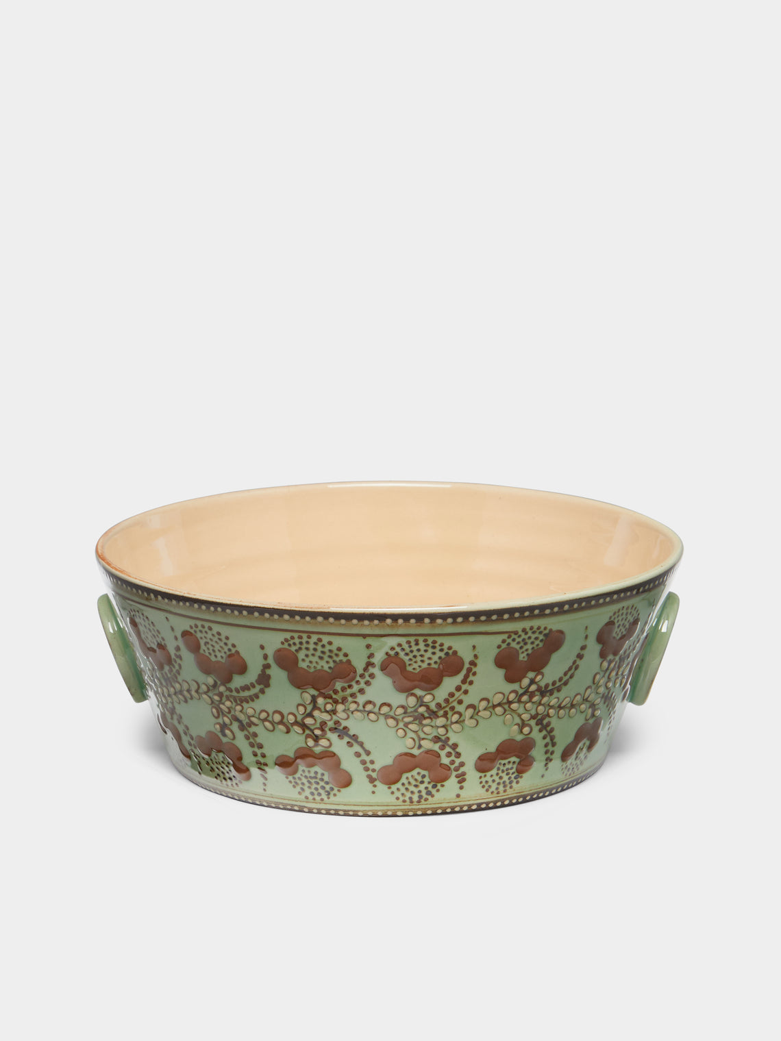 Poterie d’Évires - Flowers Hand-Painted Ceramic Handled Serving Bowl -  - ABASK - 