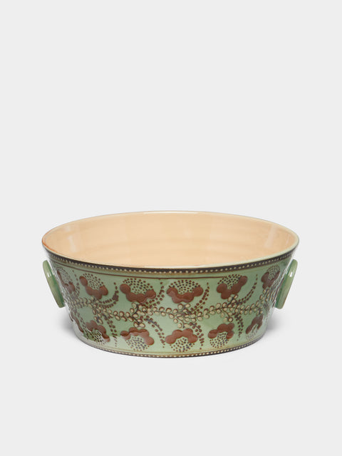 Poterie d’Évires - Flowers Hand-Painted Ceramic Handled Serving Bowl -  - ABASK - 