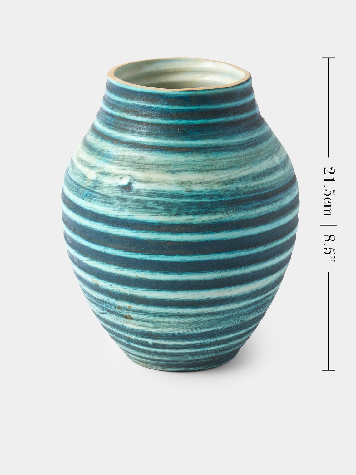 Antique and Vintage - 1950s Accolay Ribbed Vase - Blue - ABASK