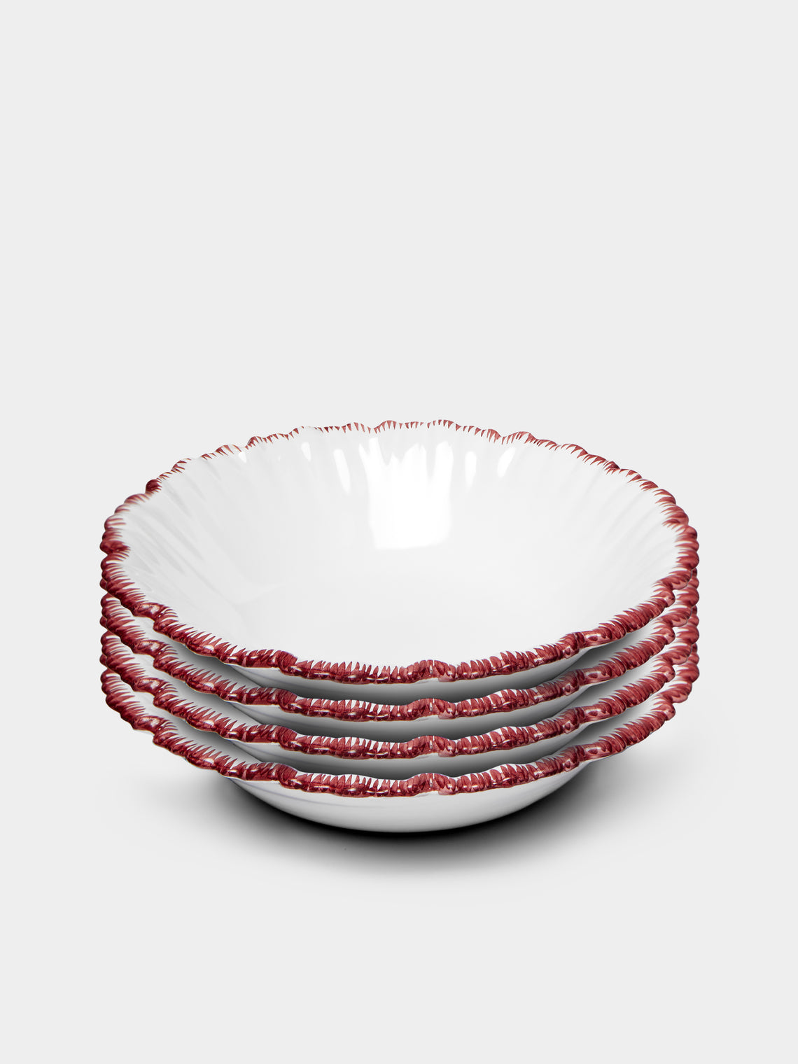 Atelier Soleil - Combed Edge Hand-Painted Ceramic Bowls (Set of 4) -  - ABASK