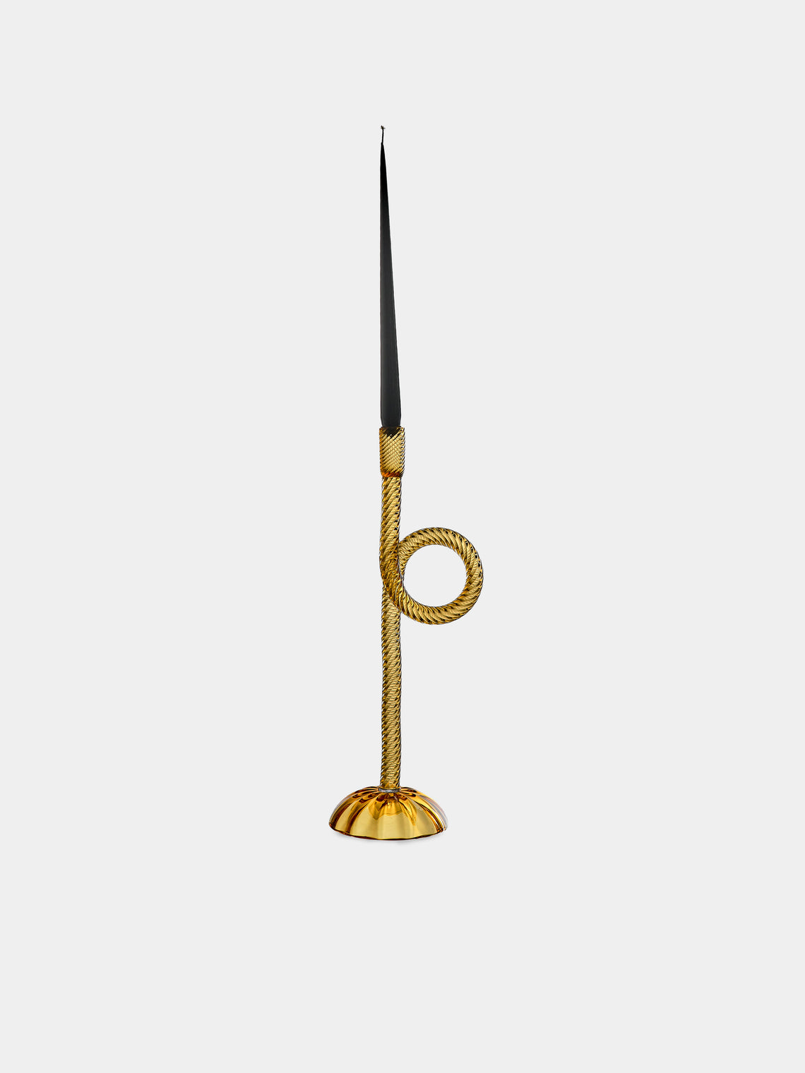 Aina Kari - Venetian Knot Hand-Blown Murano Glass Candlestick Holder - Yellow - ABASK