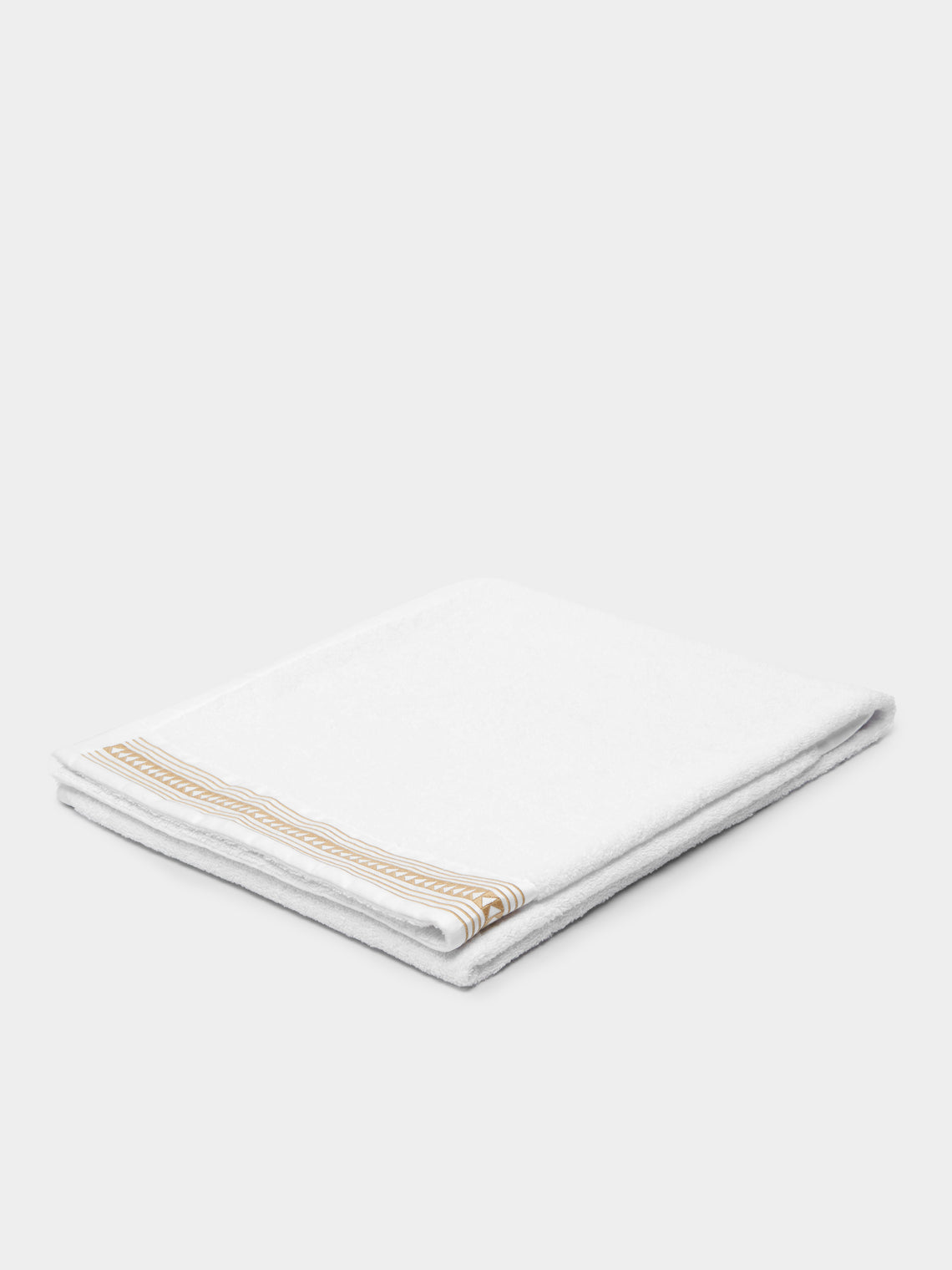 Loretta Caponi - Arrows Hand-Embroidered Cotton Bath Towel - White - ABASK