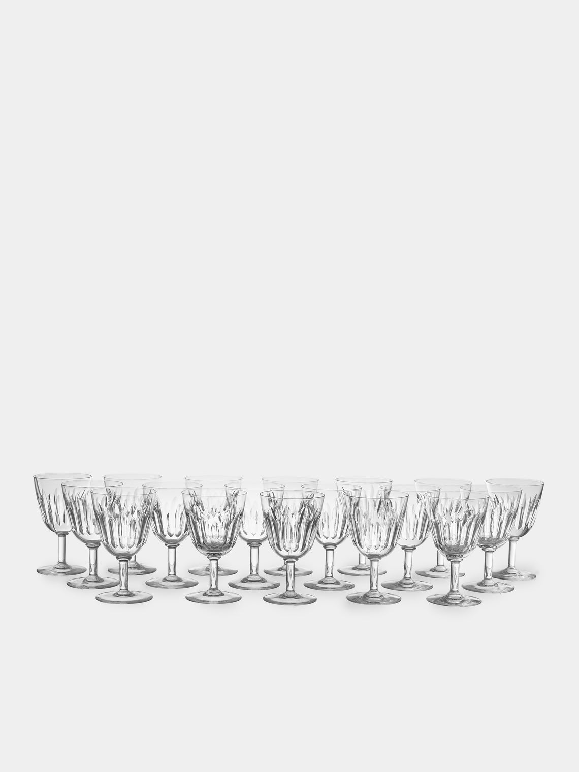 Antique and Vintage - Mid-Century Baccarat Casino Crystal Wine Glasses (Set of 18) - Clear - ABASK