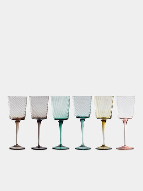 Mun Deluxe Brand Venezia - Torsé Hand-Blown Glass Wine Glasses (Set of 6) - Multiple - ABASK