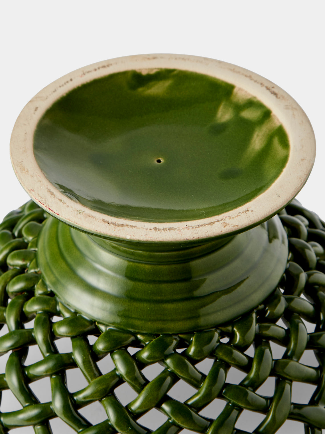 Antique and Vintage - 1930s Maison Pichon Uzès Ceramic Footed Bowl - Green - ABASK