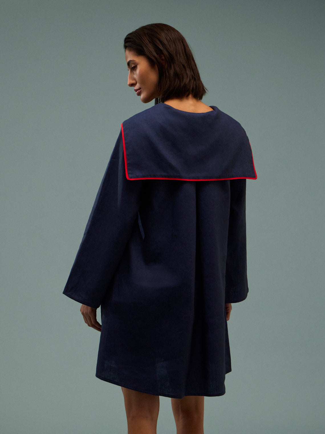Les Vacances D'Irina - The Santorini Linen Short Dress | One Size - Navy - ABASK