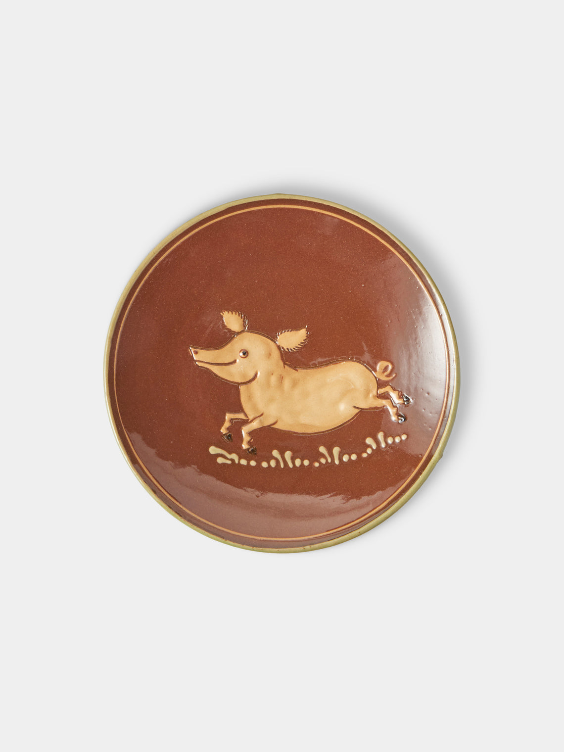 Poterie d’Évires - Animals Hand-Painted Ceramic Plates – 5.5in/14cm (Set of 4) - Light Brown - ABASK