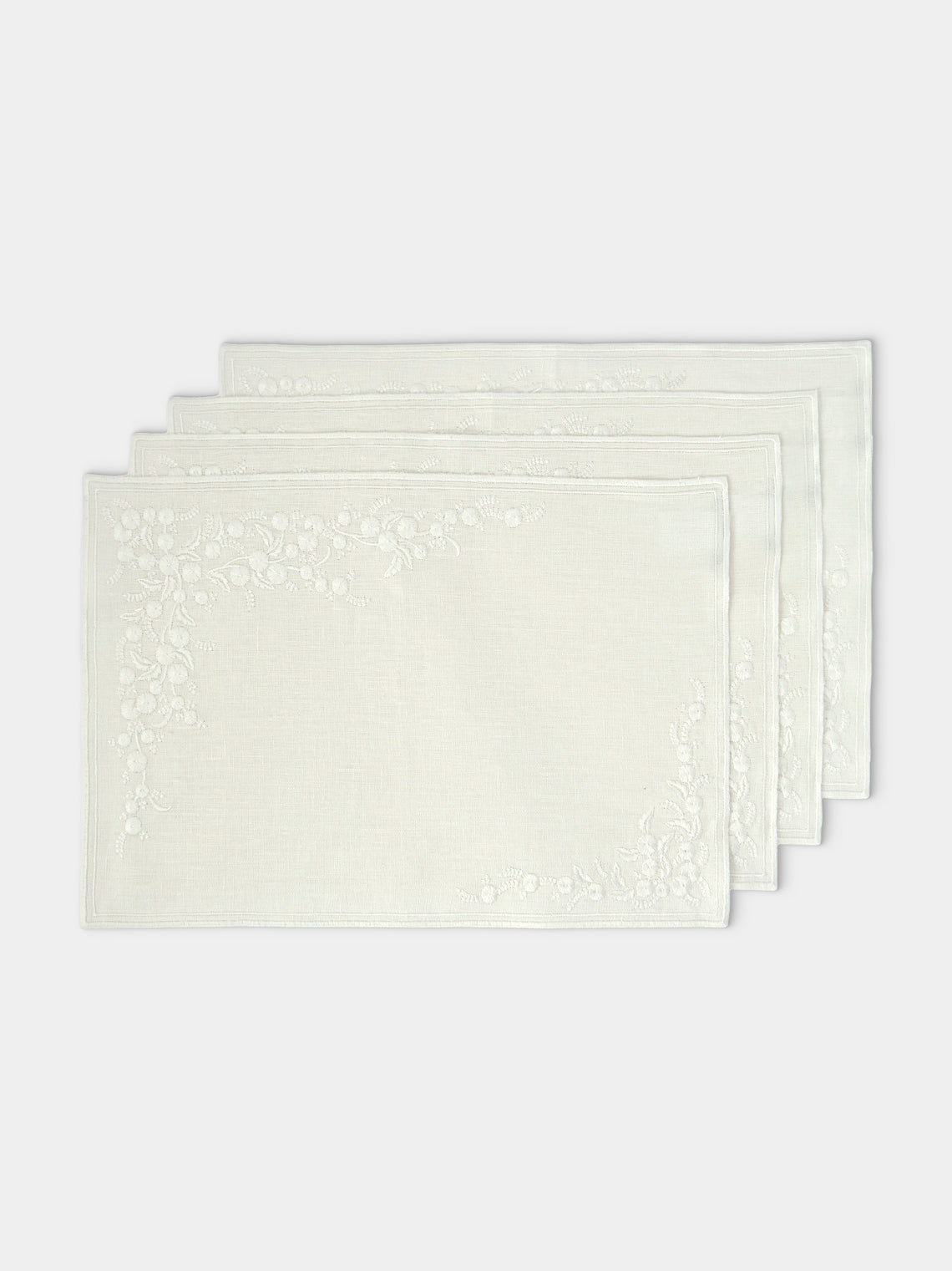 Borgo delle Tovaglie - Venaria Embroidered Linen Placemats (Set of 4) - Ivory - ABASK