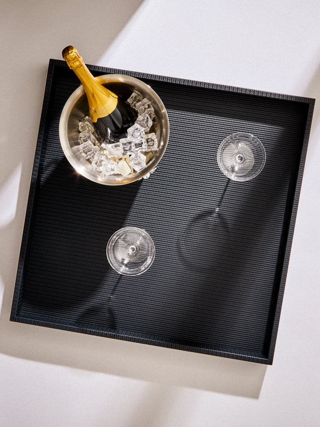 Pinetti - Maxi Leather Square Tray (23.5in/60cm) - Navy - ABASK