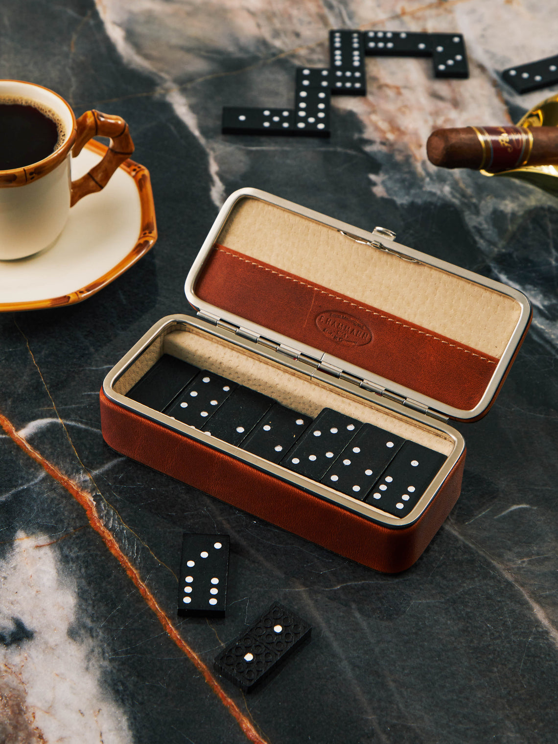 F. Hammann - Leather Dominoes Set -  - ABASK