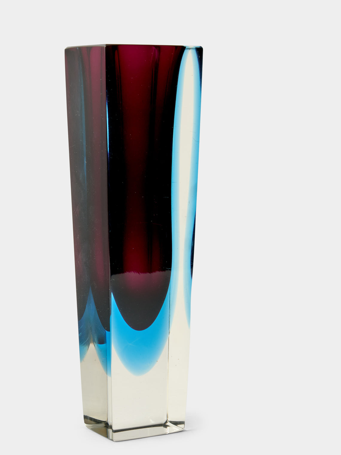 Antique and Vintage - 1970s Sommerso Murano Glass Bud Vase (12in/30cm) - Burgundy - ABASK