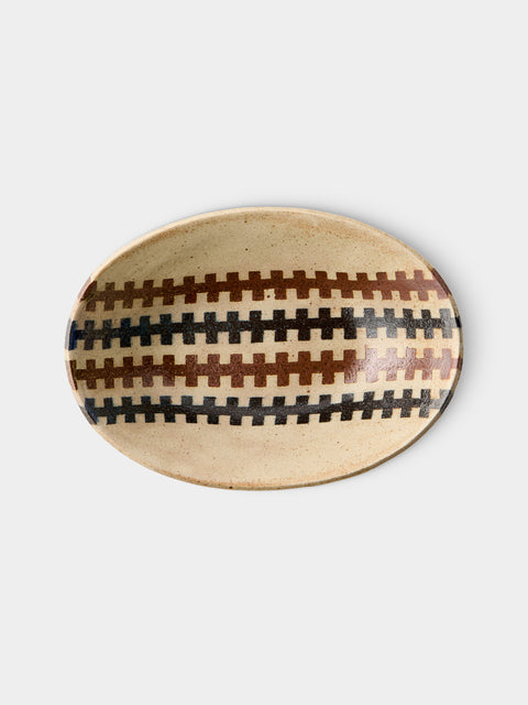 Makidani-gama - No. 1 Nerikomi Ceramic Medium Oval Bowls (Set of 5) - Multiple - ABASK - 