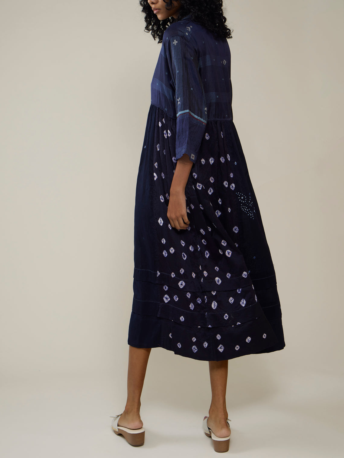 Injiri - Amber 21 Hand-Loomed Cotton and Silk Dress | Size: S - Blue - ABASK