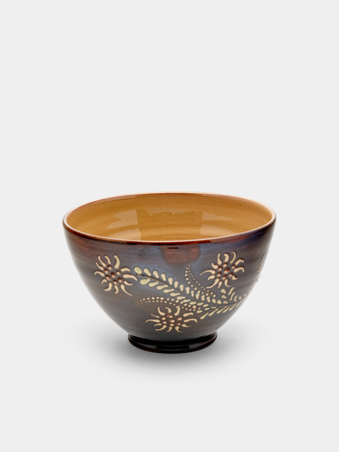 Poterie d’Évires - Flowers Hand-Painted Ceramic Bowls (Set of 6) - Dark brown - ABASK