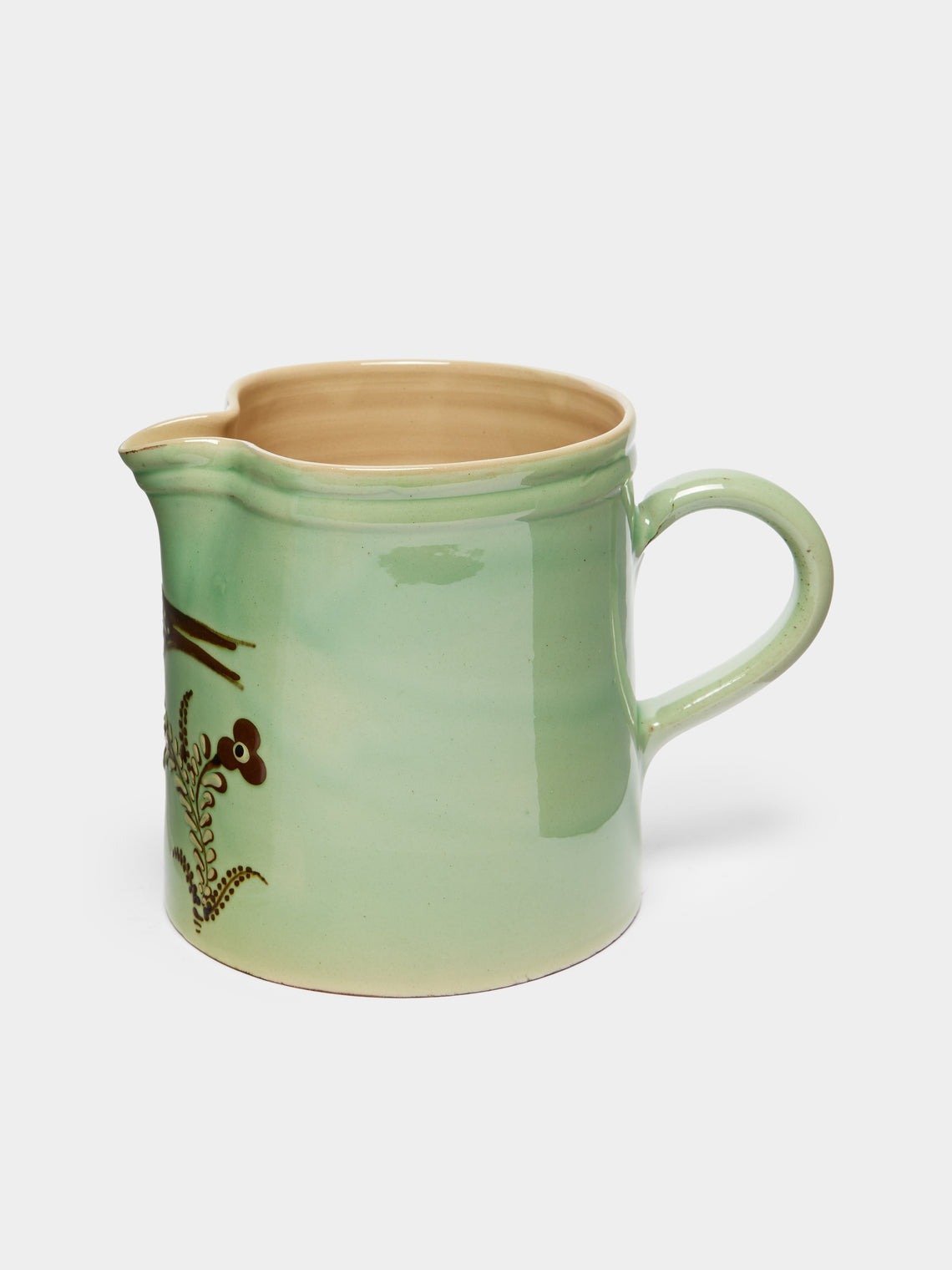 Poterie d’Évires - Birds Hand-Painted Ceramic Straight-Edge Jug -  - ABASK
