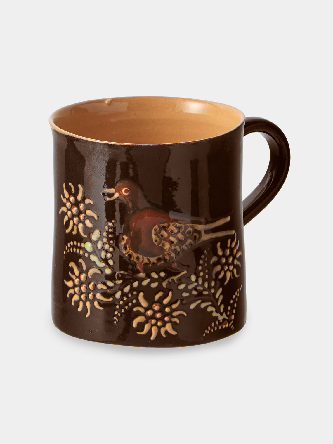 Poterie d’Évires - Animals Hand-Painted Ceramic Mugs (Set of 4) - Dark Brown - ABASK