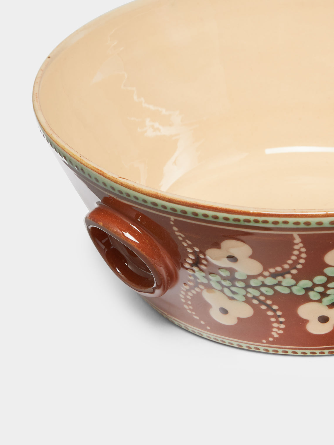 Poterie d’Évires - Flowers Hand-Painted Ceramic Handled Serving Bowl -  - ABASK
