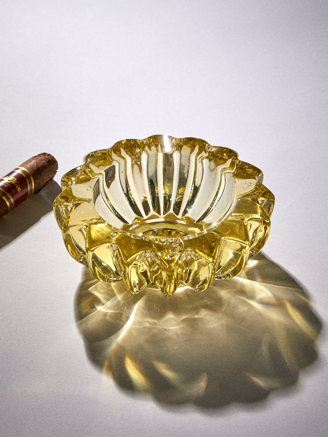 Antique and Vintage - 1950s Pierre d'Avesn Crystal Vide Poche - Yellow - ABASK