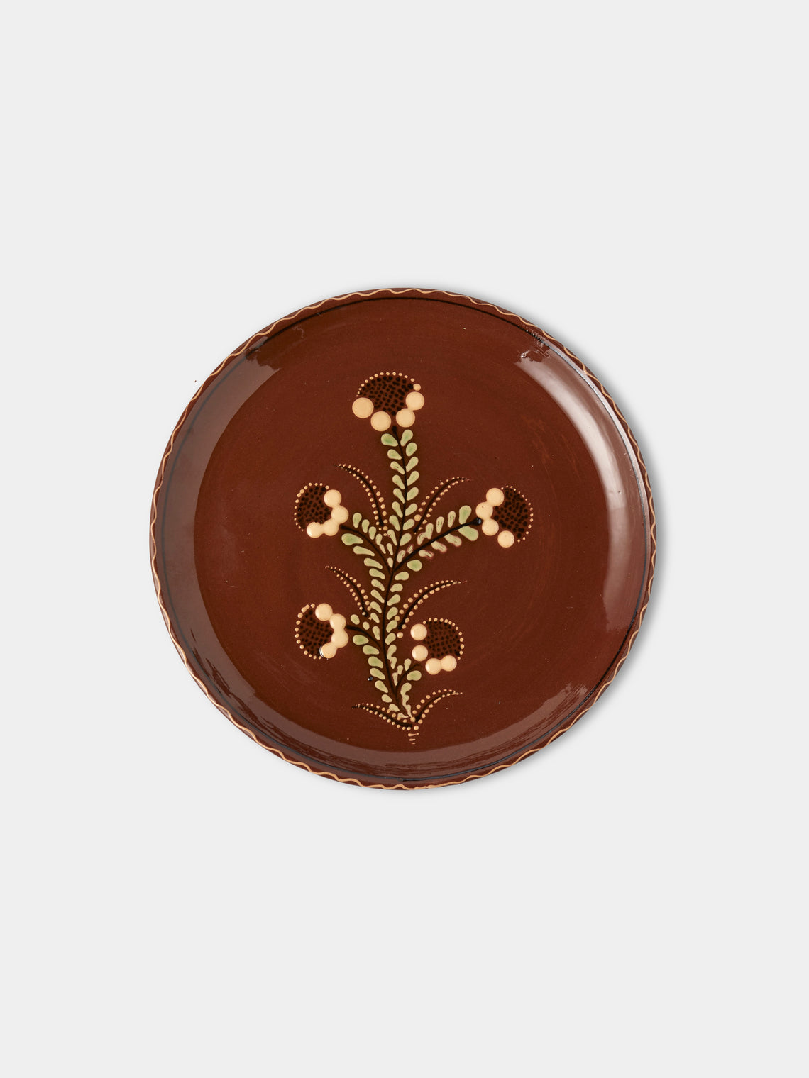 Poterie d’Évires - Flowers Hand-Painted Ceramic Plates – 9.5in/24cm (Set of 6) - Light brown - ABASK
