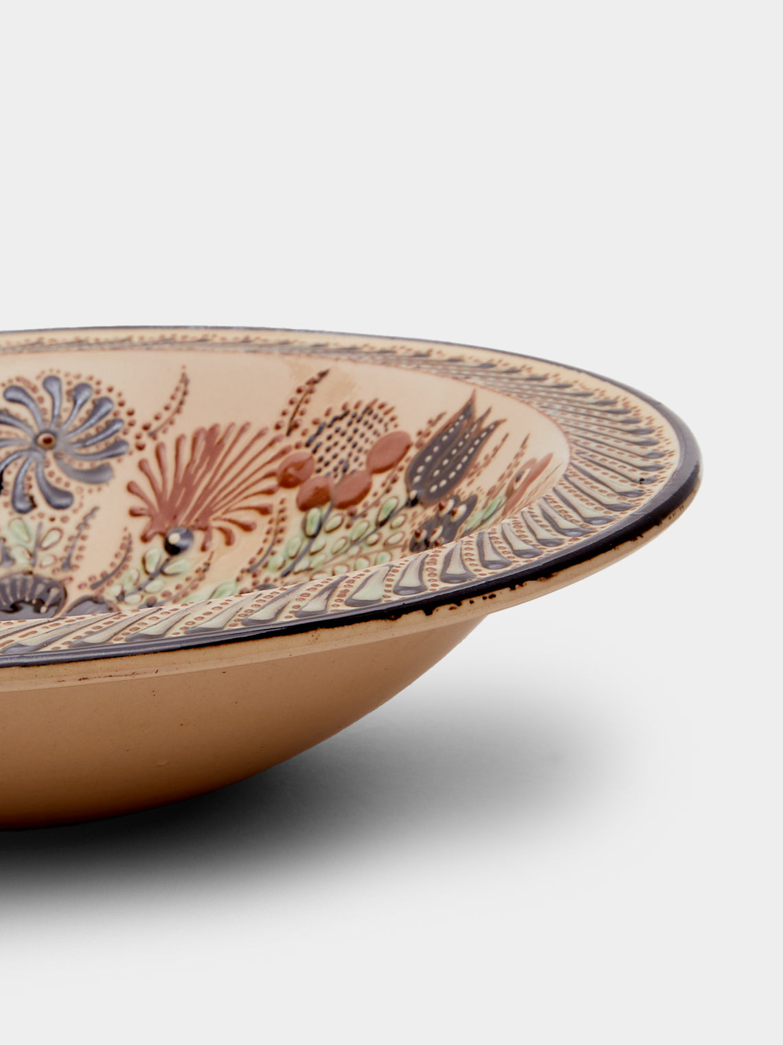 Poterie d’Évires - Flowers Hand-Painted Ceramic Large Serving Bowl -  - ABASK