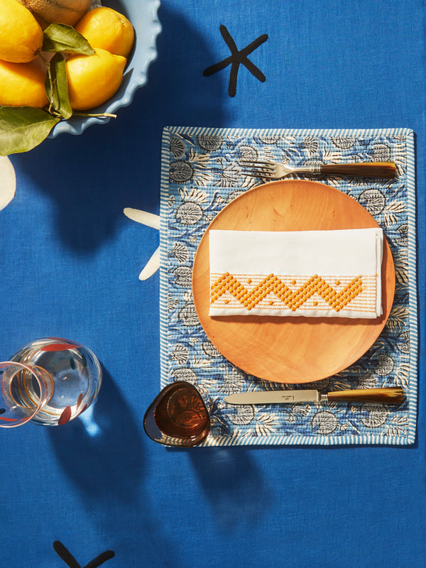 The Table Love - The Breakfast Hand-Printed Cotton Reversible Placemats (Set of 4) -  - ABASK