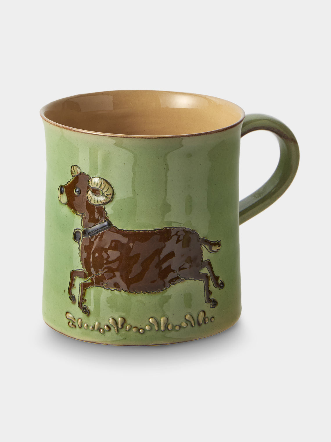 Poterie d’Évires - Animals Hand-Painted Ceramic Mugs (Set of 4) - Green - ABASK