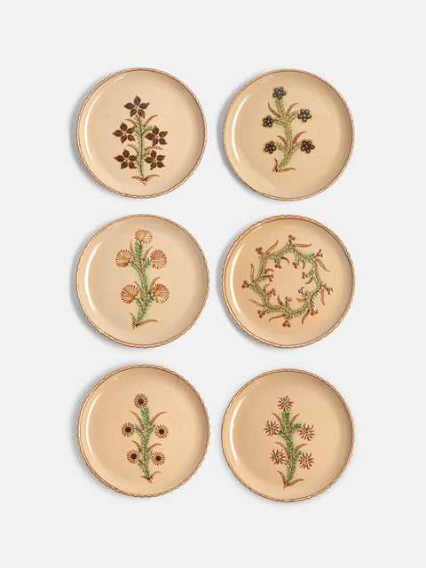 Poterie d’Évires - Flowers Hand-Painted Ceramic Dinner Plates (Set of 6) -  - ABASK - 