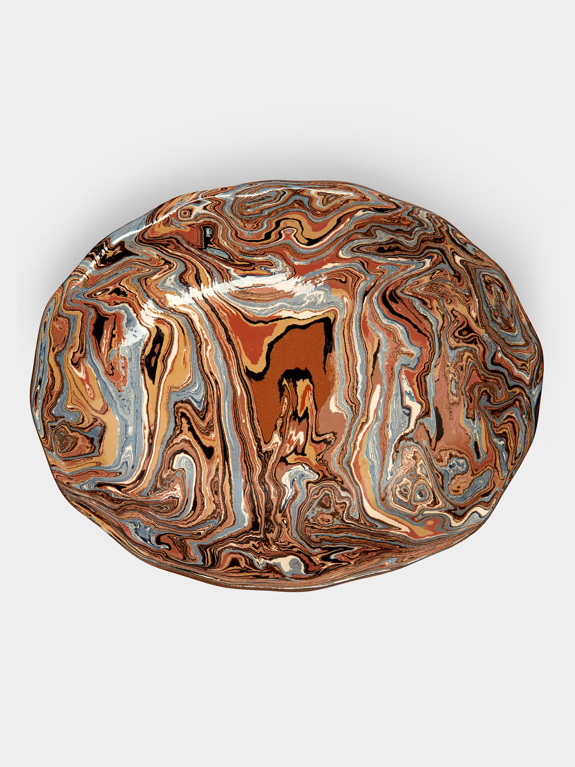 Atelier Saint-André Perrin - Marbled Ceramic Oval Serving Bowl -  - ABASK