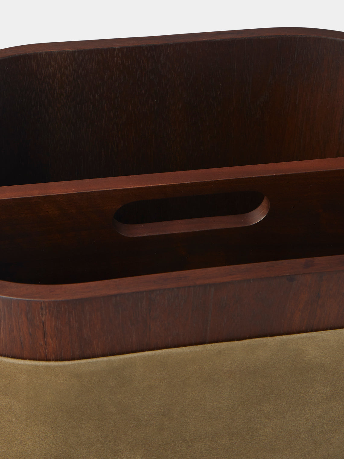 Riviere - Dama Walnut and Suede Magazine Rack - Green - ABASK