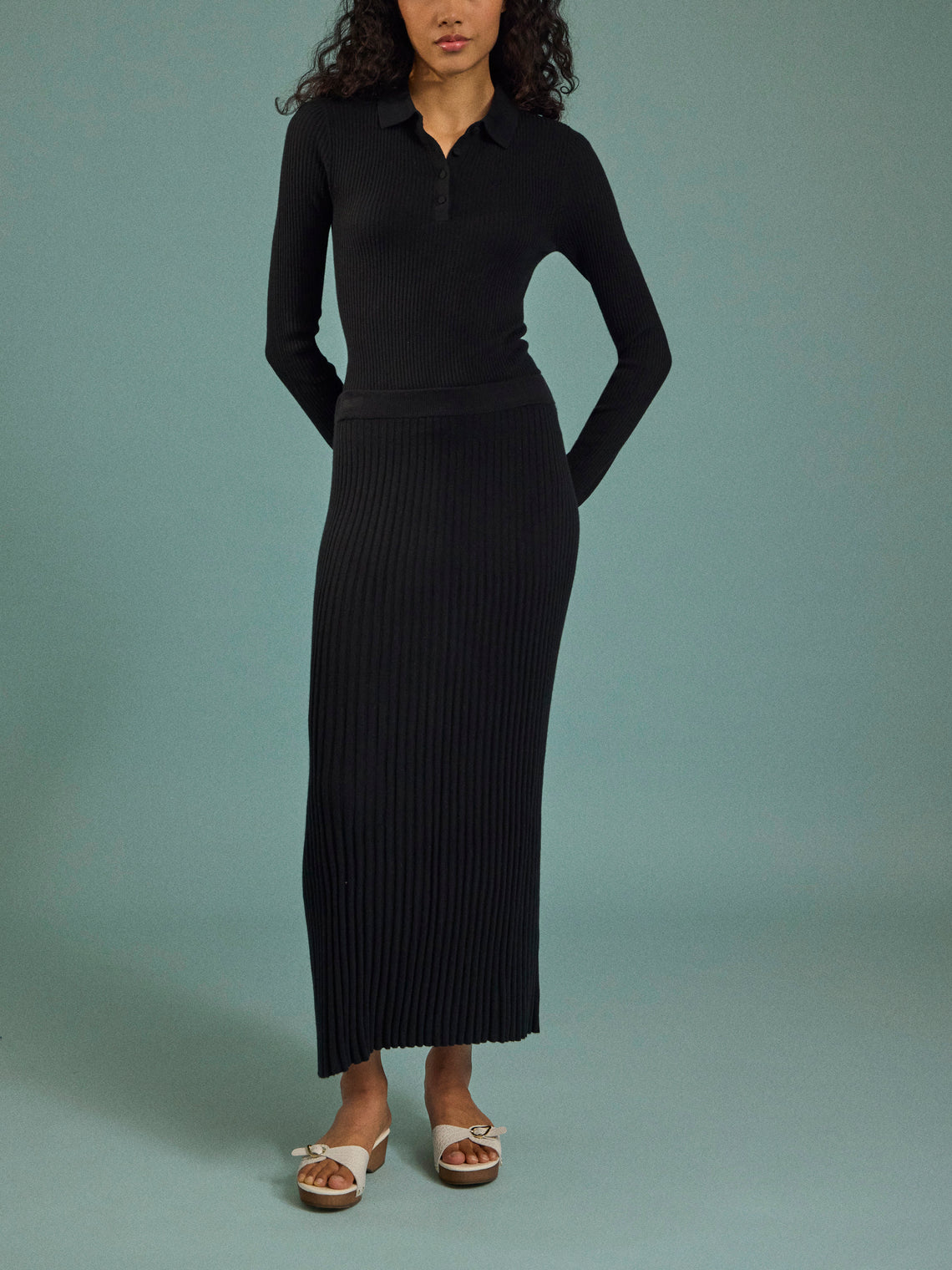 Arch4 - Isla Baby Goat Cashmere Long Skirt | Size: S - Black - ABASK
