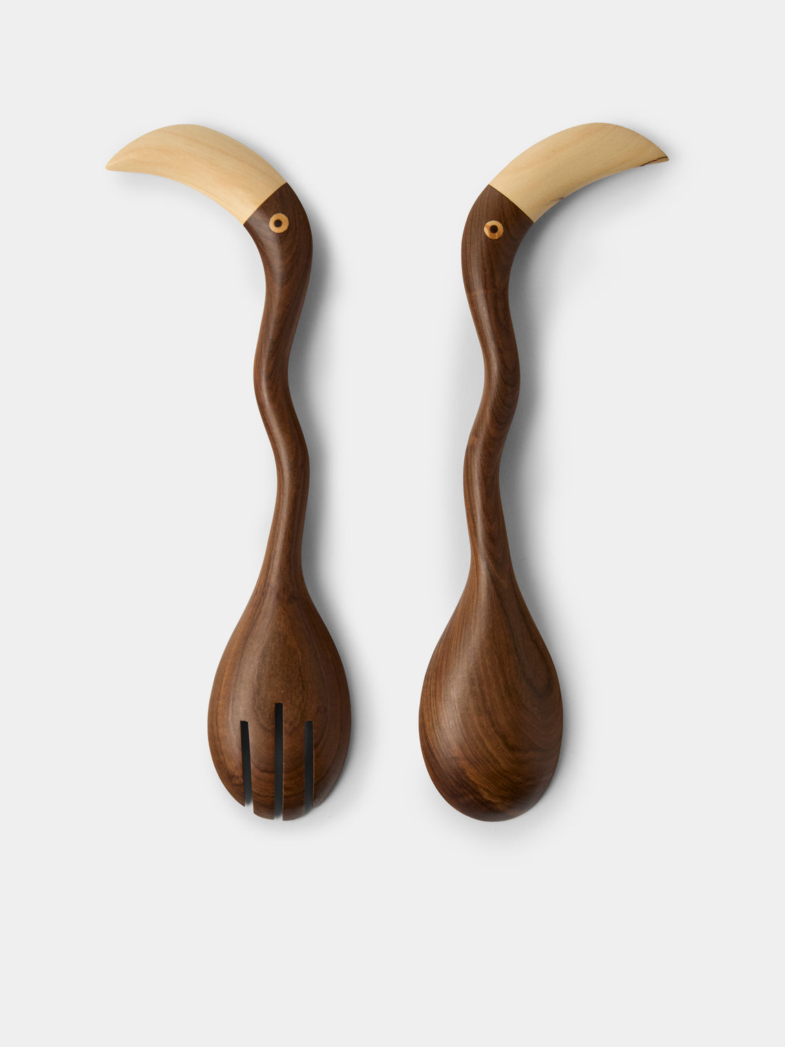 CasaLatina - Lara Toucan Hand-Carved Hardwood Salad Servers - Brown - ABASK